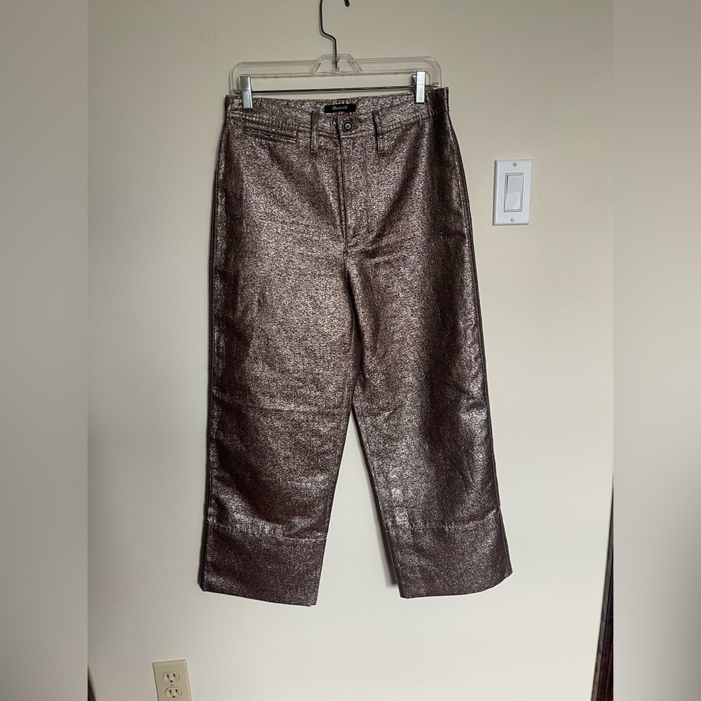 Madewell  Wide gold sparkle metallic trouser pant 28 festival 70s capri - Picture 5 of 13